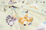 Тканина бязь "Великі звірята індіанці" лисички, зайчики та єноти № 1988, фото 4