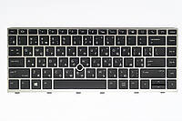Клавиатура для ноутбуков HP EliteBook 840 G5 черная с серебристой рамкой, с трекпоинтом, с подсветкой UA/RU/US