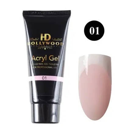 Акрил-гель для нігтів HD Hollywood Acryl Gel 01 світло-рожевий 30 мл, фото 2