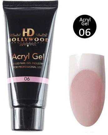 Акрил-гель для нігтів HD Hollywood Acryl Gel 06 бежево-рожевий 30 мл, фото 2
