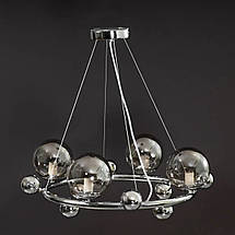 Люстра-підвіс металева 4 круглі скляні плафони срібло 58x50 см, фото 5