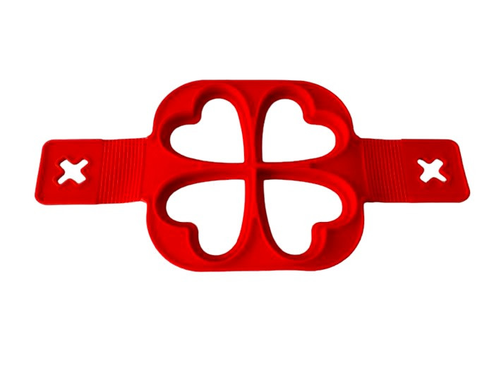 Форма силіконова для оладок Формочка для омлету яєчні та сирників Серце 4 порції D 15 cm з ручкою L 32 cm