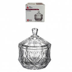 Цукорниця скляна з кришкою Фіона 110мм Helios 6301