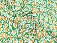 Шифон Армани принт цветочная абстракция, зеленая бирюза