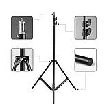 Набір блогера 5в1 Кільцева двостороння RGB лампа 3D 36см Штатив 2м Селфі палиця Петличний мікрофон Екш камера, фото 4