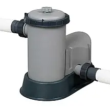 Каркасний круглий басейн (549-122см, 23062л, фільтр-насос, тент, сходи, підстилка) Bestway 56462 Сірий, фото 3