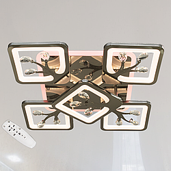 Led люстра квадратна з камінчиками та пультом Diasha 105W до 20 кв.м колір  S8157/4+1BHR 3color