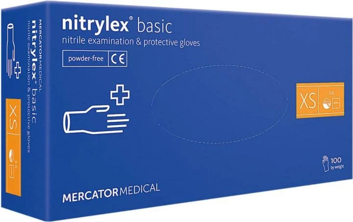 Нітрилові рукавички Mercator Nitrylex Black, розмір XS, 100 шт, Сині