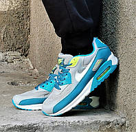 Мужские Кроссовки Nike Air Max 90 Essential Серые с Синим Найк 42,43,44,45,46 размеры