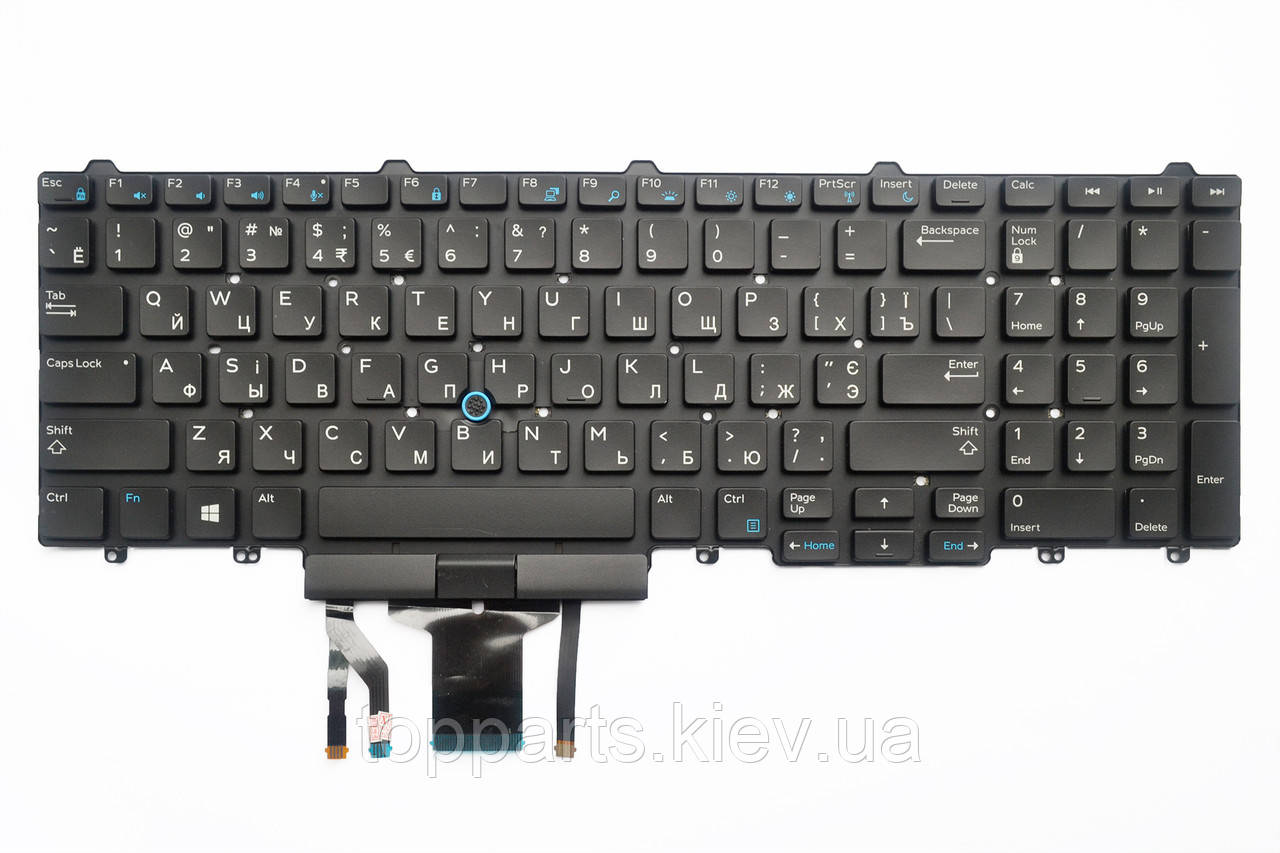Клавіатура для ноутбуків Dell Latitude E5550 Series чорна без рамки, з трекпоінтом, з підсвіткою UA/RU/US