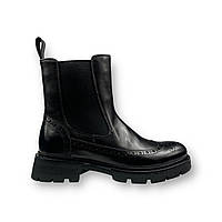Женские черные челси ботинки на низком ходу из натуральной кожи PY369R-605A Anemone 2630