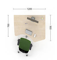 Письмовий кутовий стіл Техно-плюс T1.72.12 ніжки метал стільниця ДСП 1200х900 мм (MConcept-ТМ), фото 3