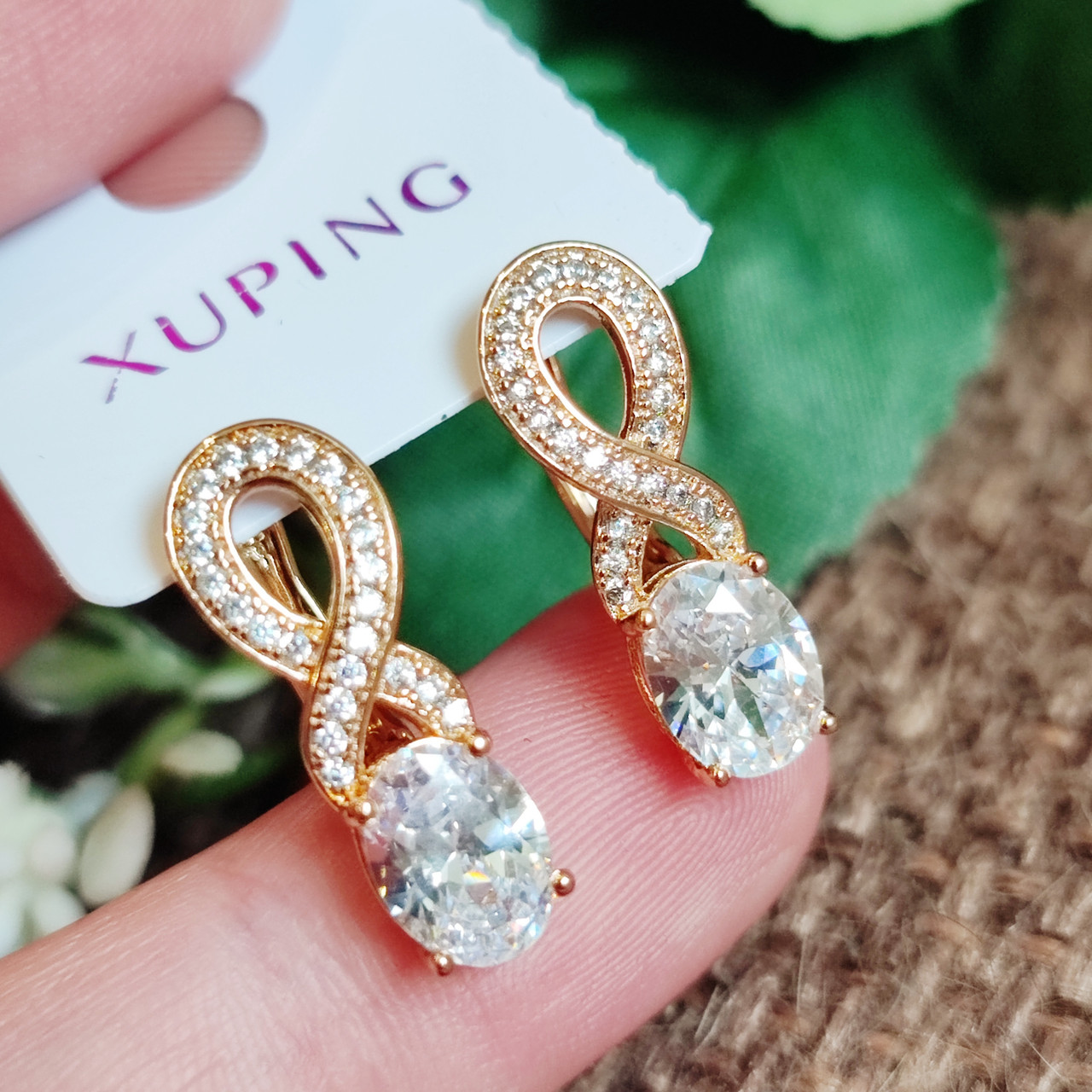 Сережки Xuping довжина 2.1см ширина 6-7мм медичне золото позолота 18К  с1001