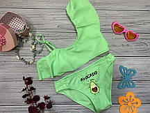 Яскравий роздільний купальник для дівчинки, з малюнком авокадо, м'ятний