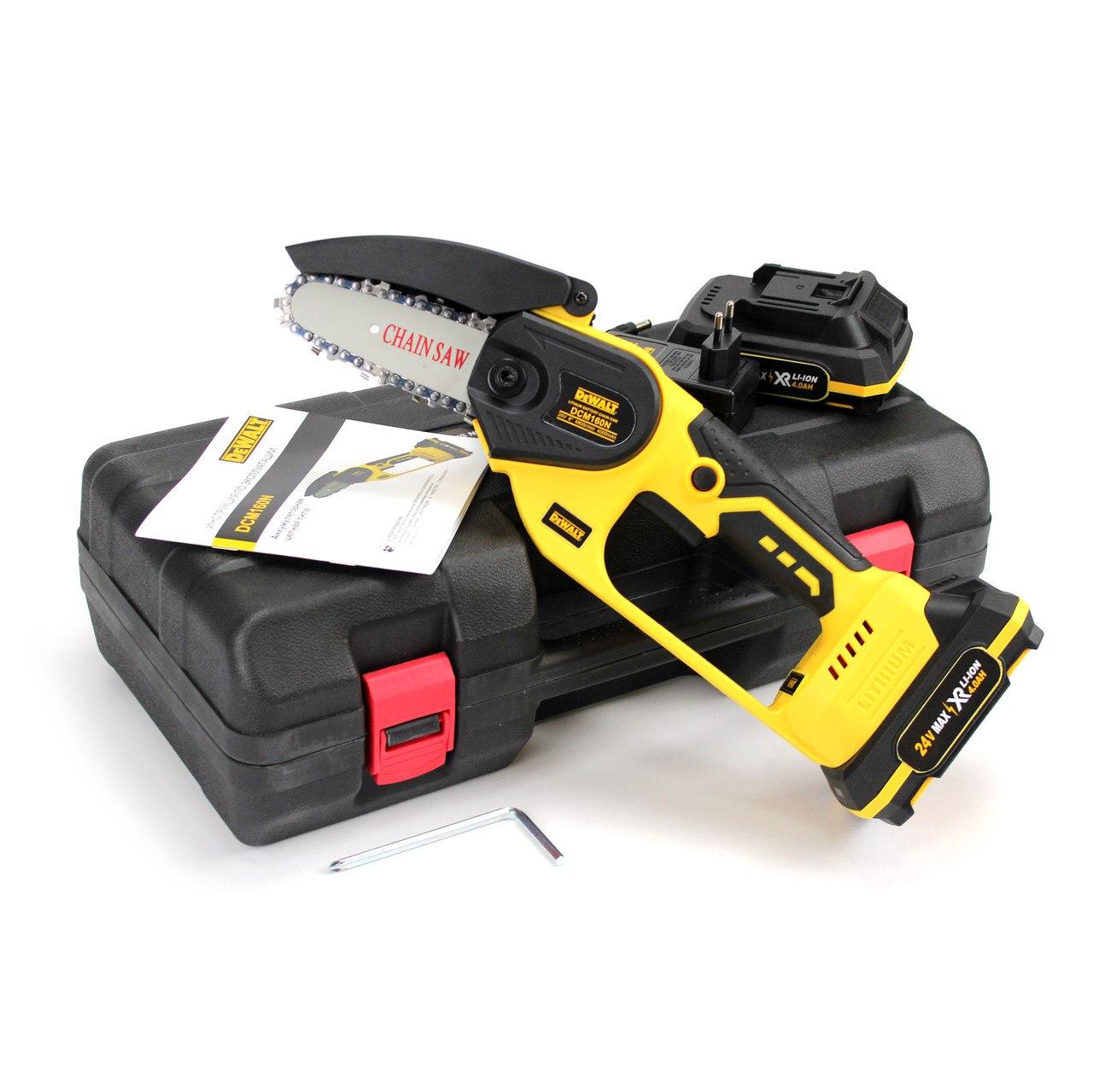 Аккумуляторная мини пила цепная DeWalt DCM160N (24V 4AH) АКБ мини-пила ...