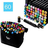 Набір двосторонніх маркерів Sketch Marker 60 кольорів у сумці