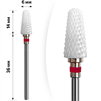 Керамическая фреза для снятия гель-лака mART M-219 - Зонтик Red 6*14