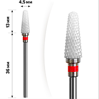 Керамическая фреза для снятия гель-лака mART M-205 - Зонтик Red 4,5*13