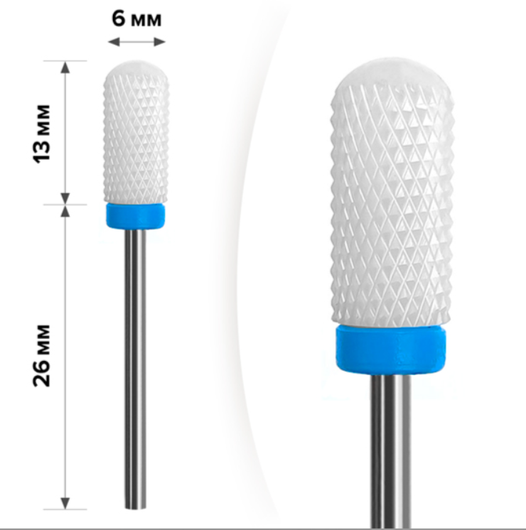 Керамічна фреза для зняття гель-лаку mART M-210 - Бочонок округлений Blue 6*13, фото 1