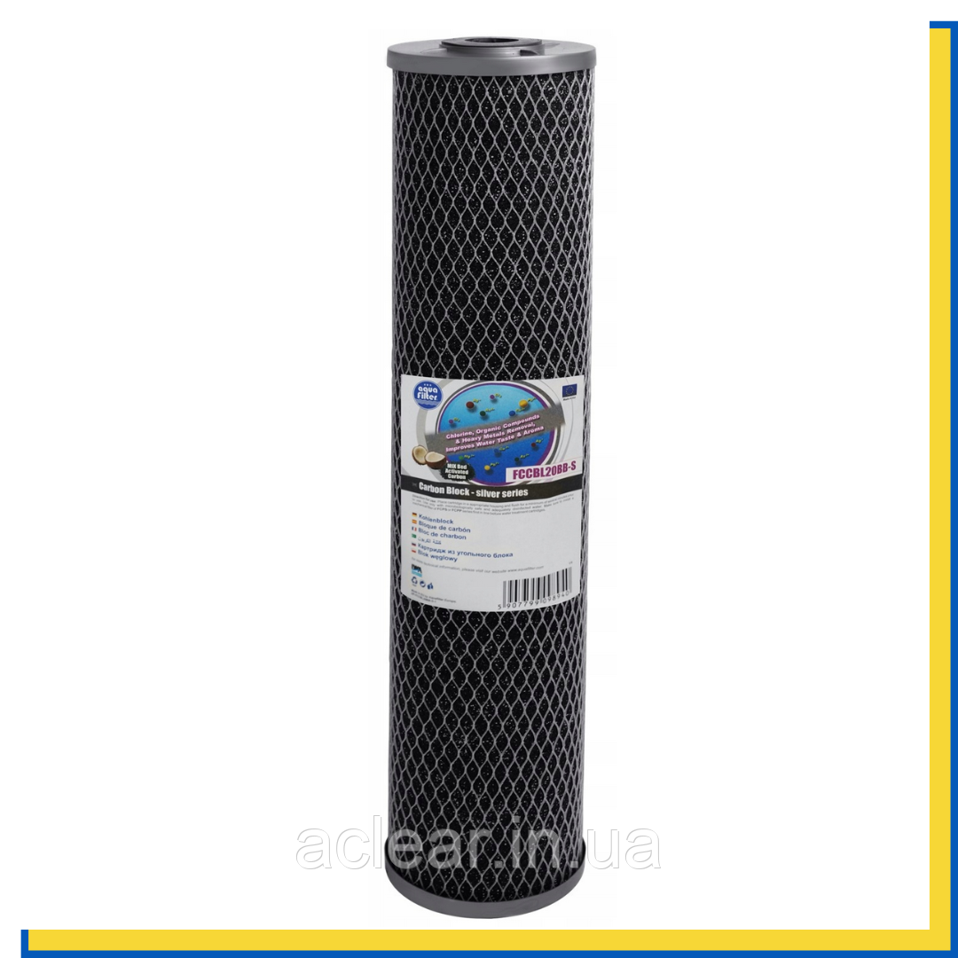 Картридж ВВ 20" пресований вугільний SILVER SERIES Aquafilter FCCBL20BB-S Польща, фото 1