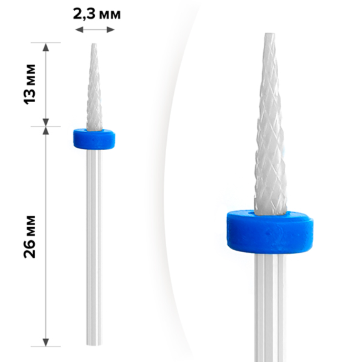 Керамічна фреза для зняття гель-лаку mART M-212 - Голка Blue 2.3*13, фото 1