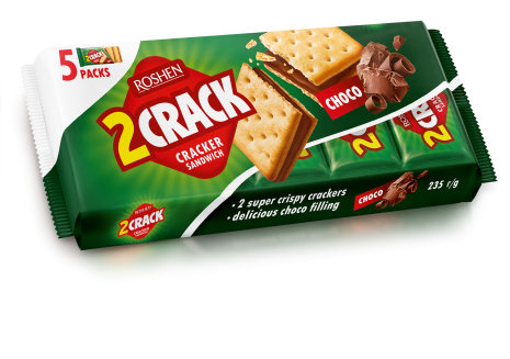 Крекер Roshen 2 CRACK з шоколадною начинкою 235г