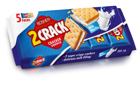 Крекер Roshen 2 CRACK з молочно-ванільною начинкою 235г