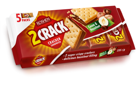 Крекер Roshen 2 CRACK з начинкою какао-горіх 235г