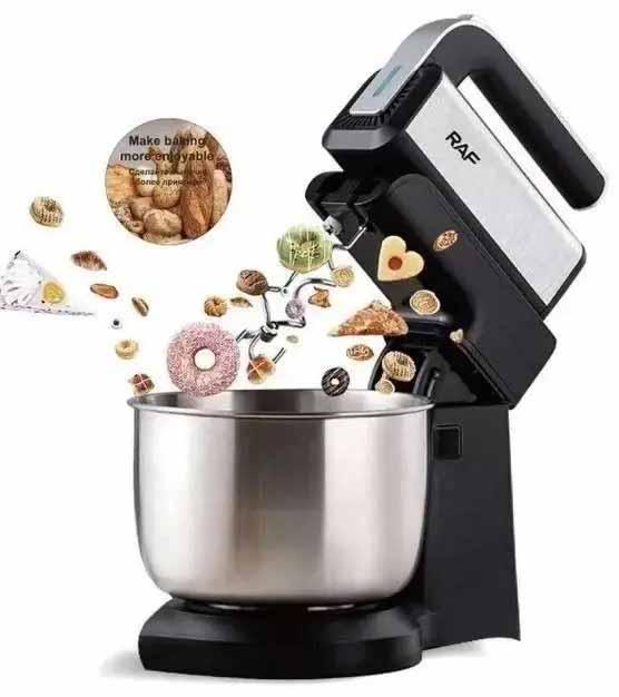 Стаціонарний міксер ручний для кухні з металевою чашею RAF R.6652 1000 Вт Кухонний електричний міксер 5 швидкостей