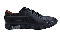 Мужские кожаные спортивные туфли на шнурках черного цвета 40