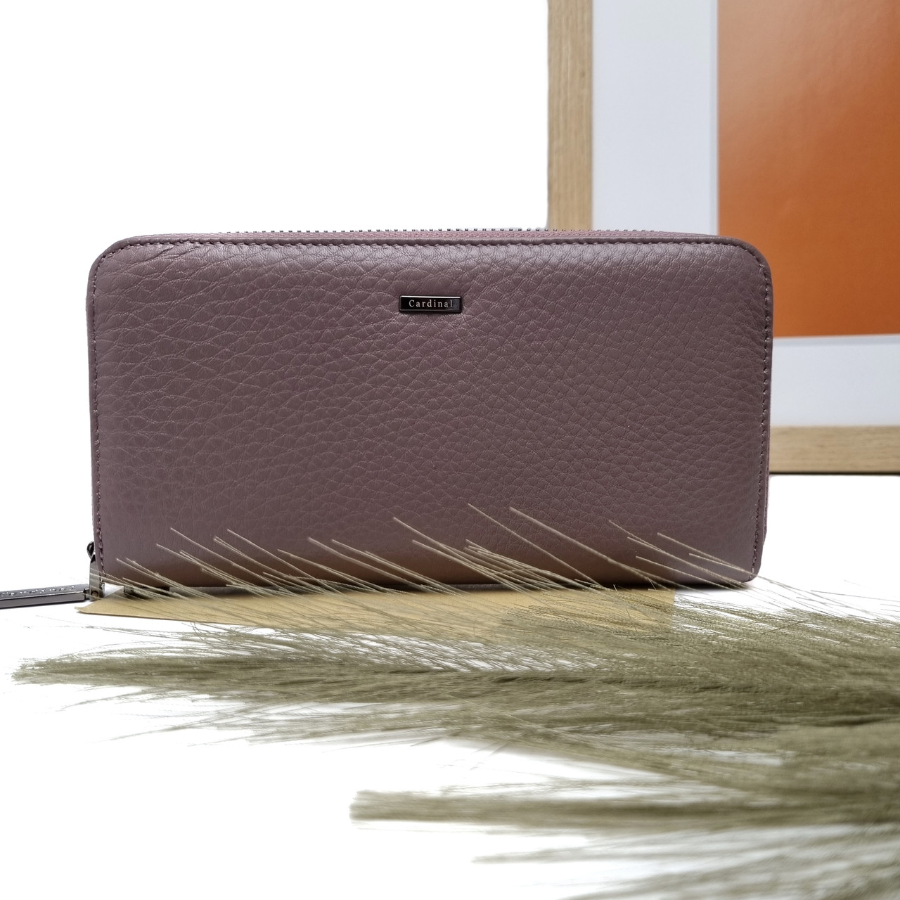 Шкіряний гаманець на блискавці жіночий пудровий Арт.5243-78 Cardinal (54), фото 1