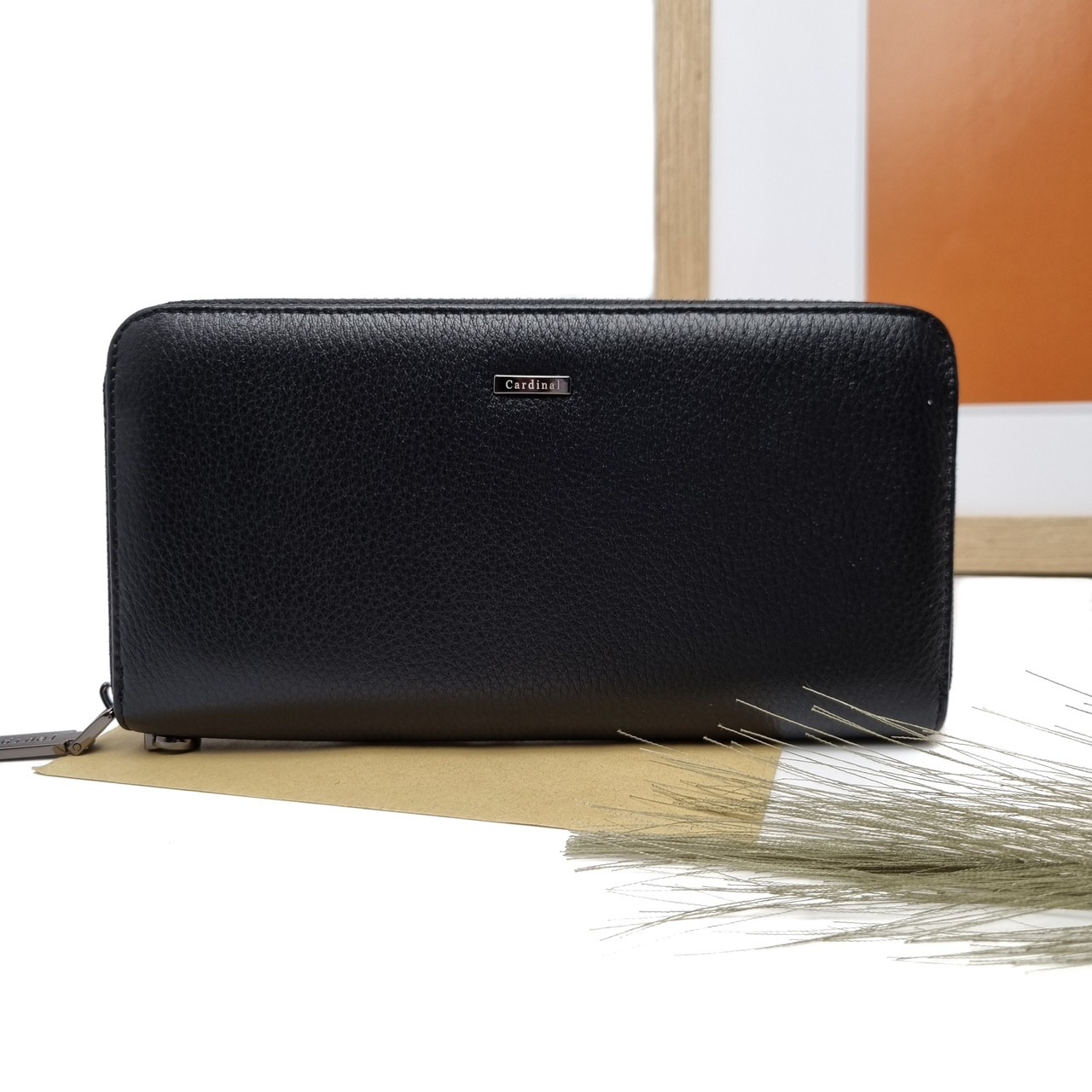 Жіночий гаманець на блискавці натуральна шкіра чорний Арт.5243-01 Cardinal (65), фото 1