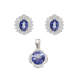 Комплект срібний містик топаз сережки та кулон