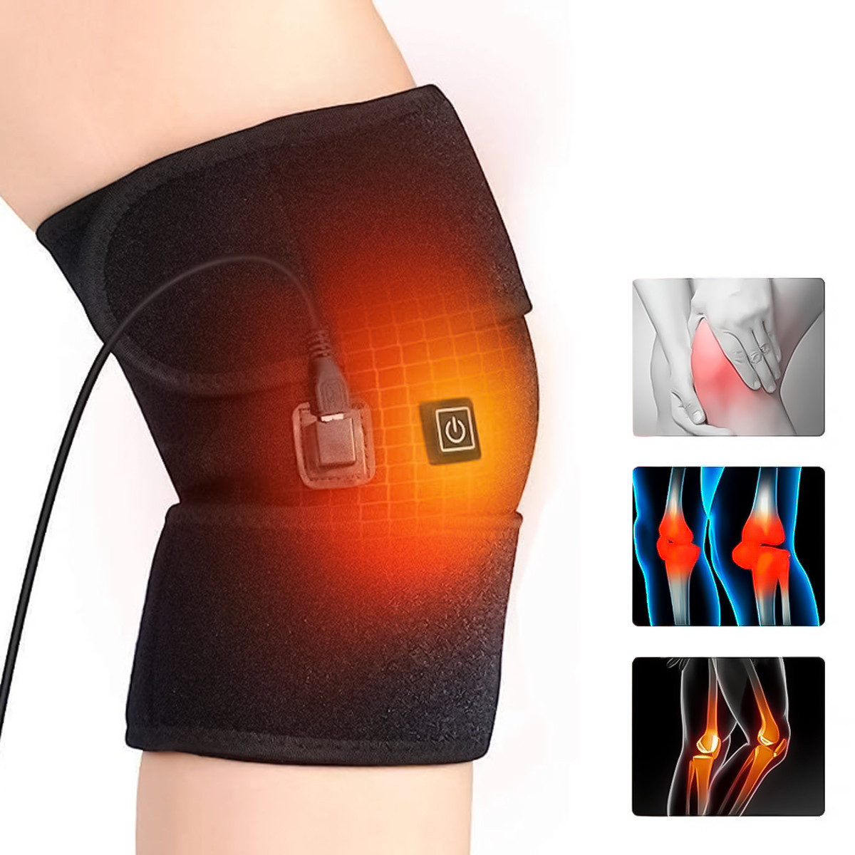 Бандаж с подогревом на коленный сустав ThermaFix USB 5V фиксатор на колено согревающий, ортез коленный (TO) - фото 1 - id-p1870770883