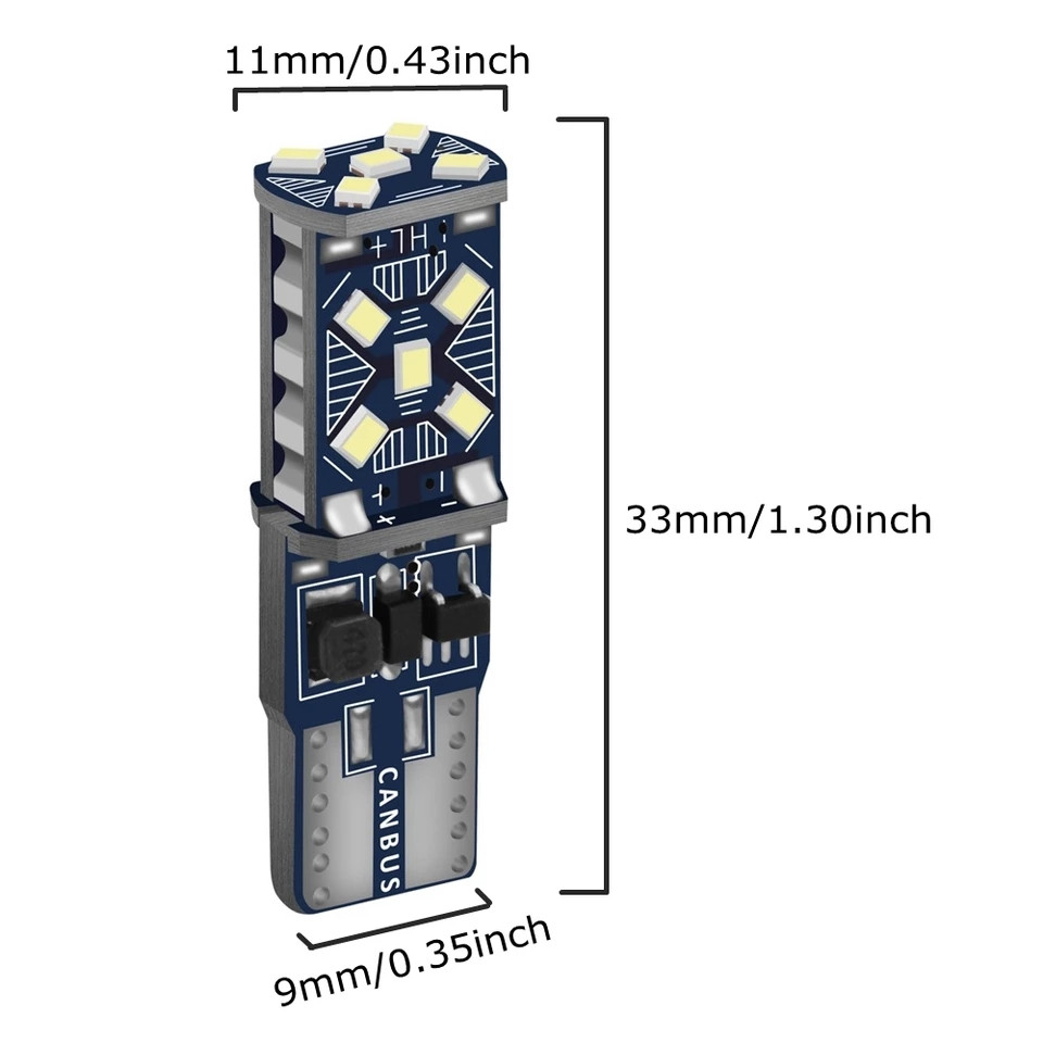 Светодиодная лампа для стайлинга автомобилей, задний ход W5W T10 4 Вт Canbus 15SMD-2016 LED12 В - фото 2 - id-p1870776231