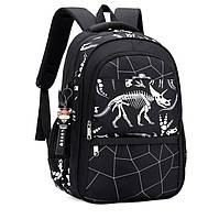 Черный школьный рюкзак для подростка мальчика 5-7 класс Динозавр