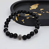 Браслет з натурального каміння чорний онікс на 23 бусини, фото 2