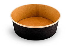 Контейнер для салатів і других страв Turkey чорний/крафт круглий 550 мл d14,2 см h5,3 см паперовий