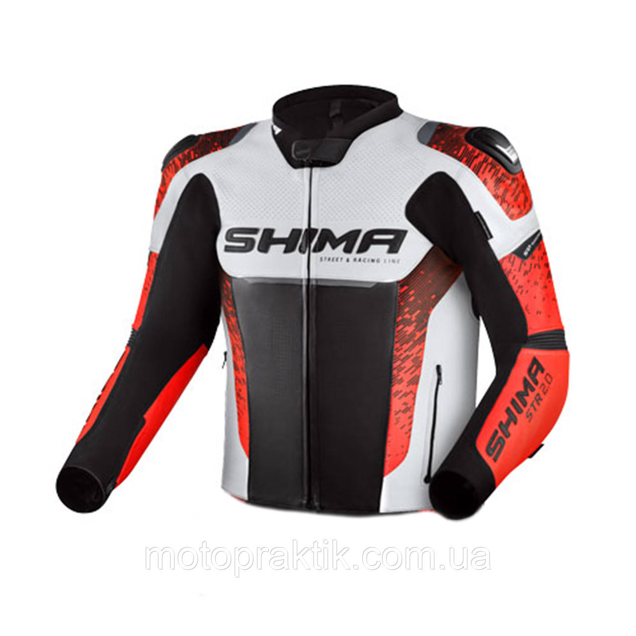 Shima STR 2.0 Jacket, Black/White/Red, S Мотокуртка шкіряна спортивна