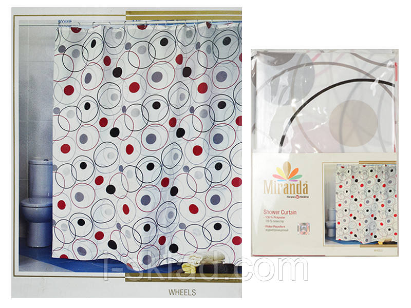 Шторка для ванної Miranda Wheels 018011 Черный