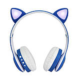 Навушники бездротові Cat Ear VZV-23M Bluetooth з RGB підсвіткою і котячими вушками Сині, фото 3
