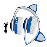 Навушники бездротові Cat Ear VZV-23M Bluetooth з RGB підсвіткою і котячими вушками Сині, фото 4
