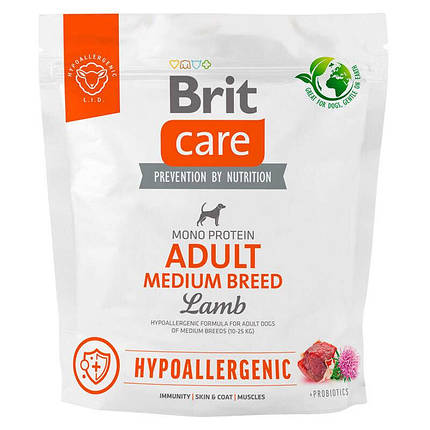 Brit care Hypoallergenic Adult Medium Breed Корм для собак середніх порід монопротеїновий гіпоалергенний 1кг, фото 1