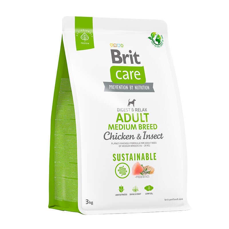 Brit care Sustainable Adult Medium Breed Сухий корм для дорослих собак середніх порід, курка та комахи 3кг