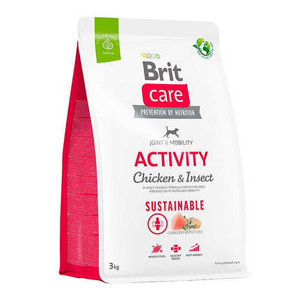 Brit care Dog Sustainable Activity Сухий корм с куркою та комахами для собак з підвищеною активністю 3кг, фото 1