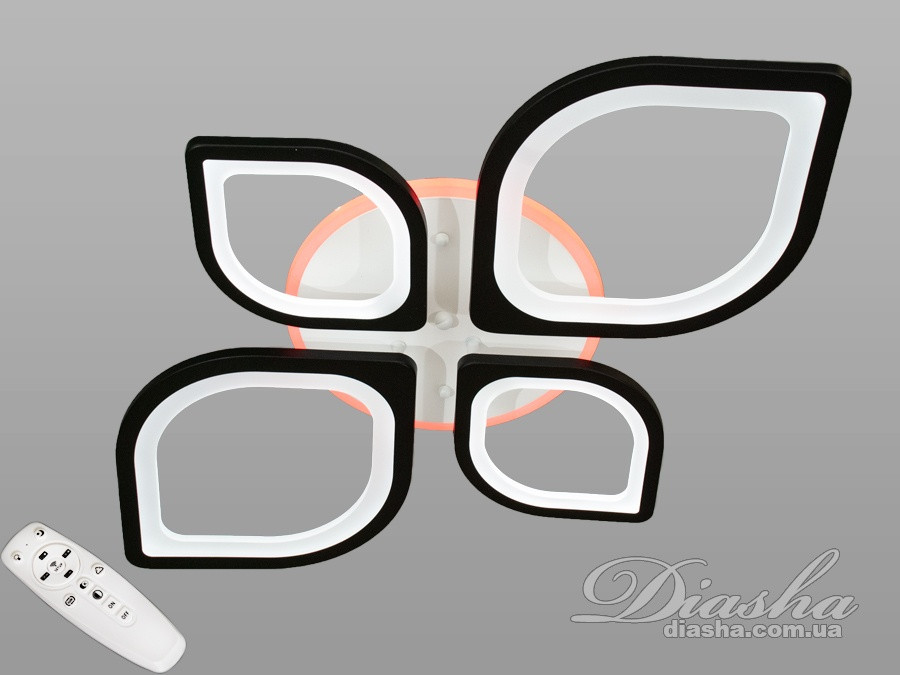 Світлодіодна люстра під стелю Diasha 8073/2+2BK LED 3color dimmer, фото 1