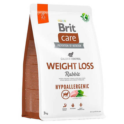 Brit care Dog Hypoallergenic Weight Loss Сухий монопротеїновий корм з кроликом для собак з зайвою вагою 3кг, фото 1