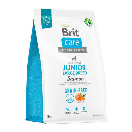 Brit care GF Junior Large Breed Salmon and Potato Сухий корм для молодих собак великих порід з лососем 3кг, фото 1