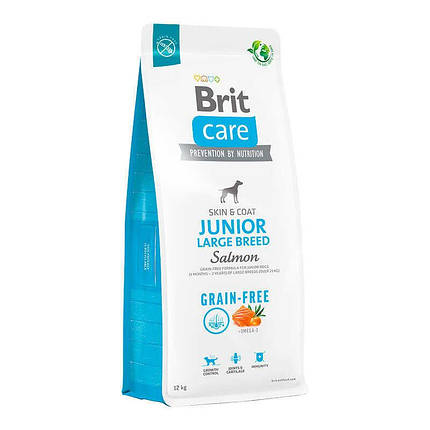 Brit care GF Junior Large Breed Salmon and Potato Сухий корм для молодих собак великих порід з лососем 12кг, фото 1
