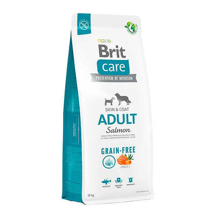 Brit care Dog Grain-free Adult Сухий беззерновий корм з лососем для собак малих та середніх порід 12кг, фото 1